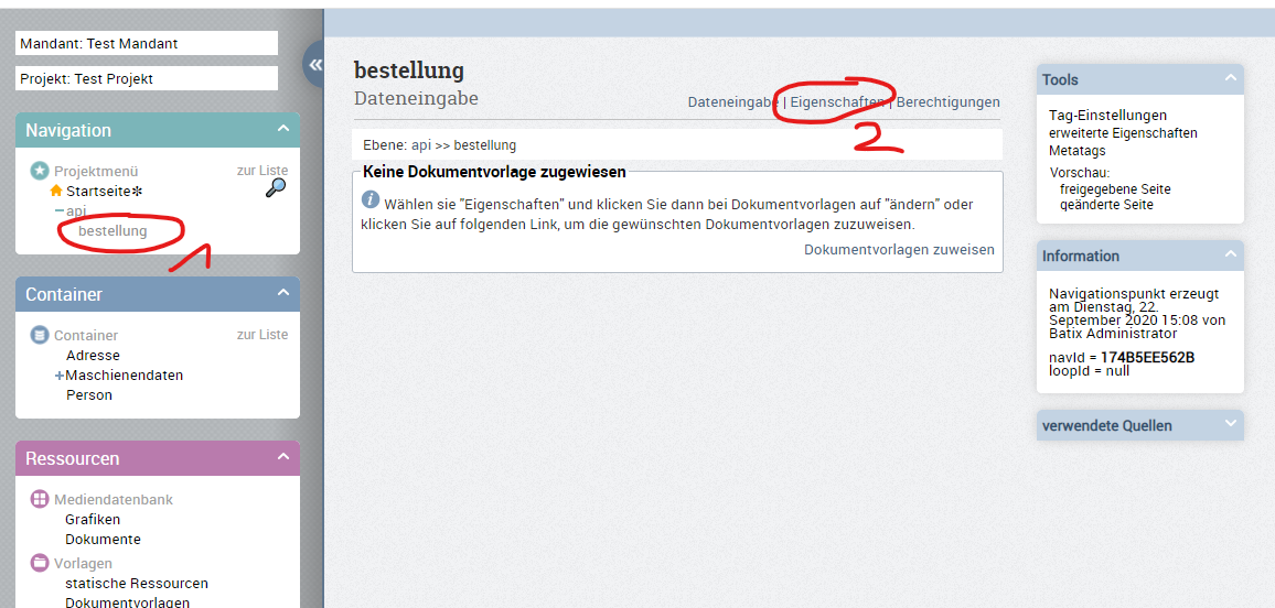Menüpunkt erstellen