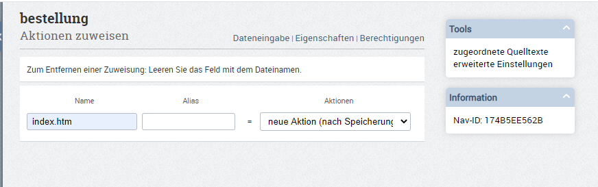Menüpunkt erstellen